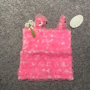 NWT Kaiya Eve Girls Size 4 Pink/White Tulle Top